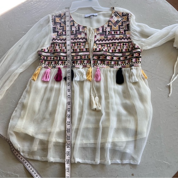 Karina Grimaldi Embroidered Sheer Blouse Size XS - Picture 5 of 7